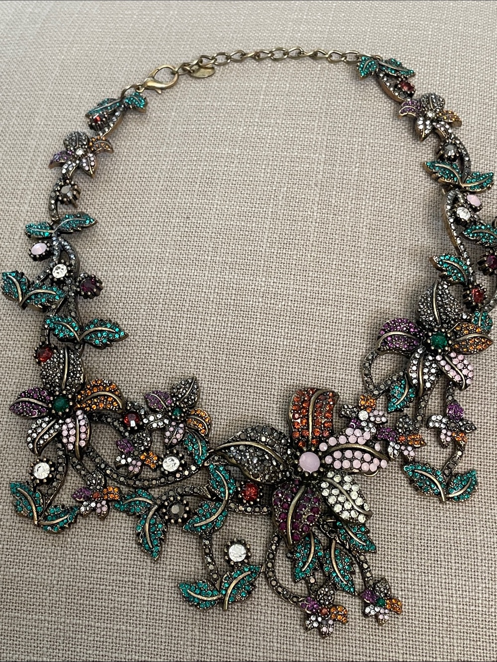 Zara Green, Purple & Pink Floral Crystal Necklace